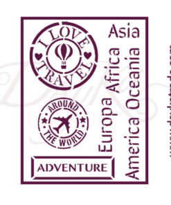 Plantillas de estarcido A4 Dayka. Fondo texto países y sellos.