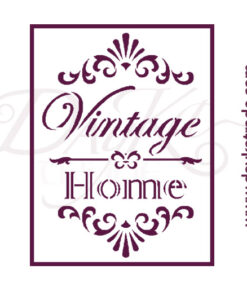 Plantillas de estarcido A4 Dayka. Texto “Vintage Home”.