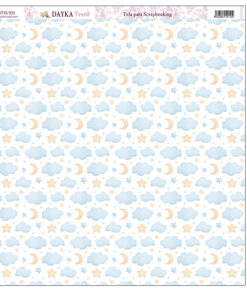 Tela para Scrapbooking – Nubes azules con estrellas y lunas