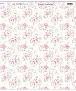 Tela para Scrapbooking – Fondo flores rosas y hojas verdes