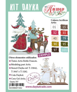 SET PAPÁ NOEL, CIERVOS Y ABETOS CON PEANA RECTANGULAR