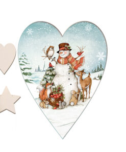 Set 2 corazones con tela de escenas de Navidad DAYKA-970