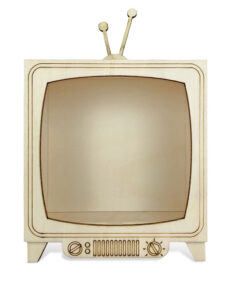 Televisión antigua de madera con metacrilato