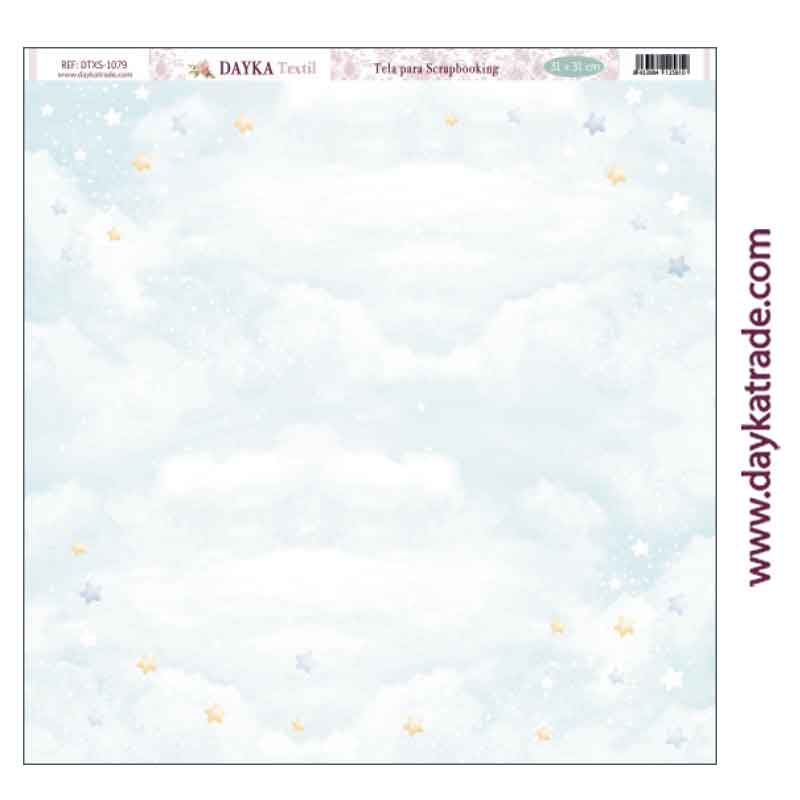 DTXS-1079 Tela Para Scrapbooking – Fondo Nubes Y Estrellas “Puro Amor Azules”