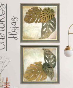 Dayka-1230 Set De Dos Cuadros De Hojas Tropicales