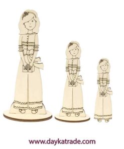 Dayka-1240 Silueta De Madera Niña Comunión Con Mono O Pantalón