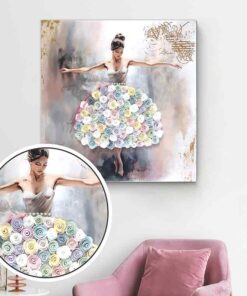 PRE-075 Cuadro De Bailarina De Ballet Con Flores De Foamiran De Frente