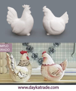 Res-027 Pareja De Figuras De Resina De Gallo Y Gallina