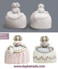 Res-028 Pareja De Figuras De Resina Meninas Pequeñas