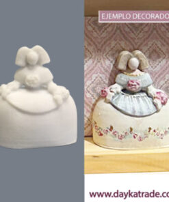 Res-029B Figura De Resina De Media Menina Flores