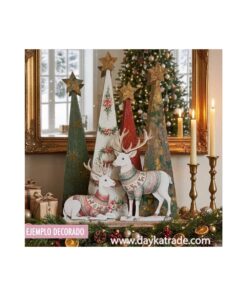 Renos con árboles y tela prediseñada, para decoraciónde Navidad